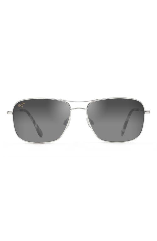 Maui Jim Wiki Wiki 59mm Polarized Aviator Sunglasses In Silver/neutral Grey