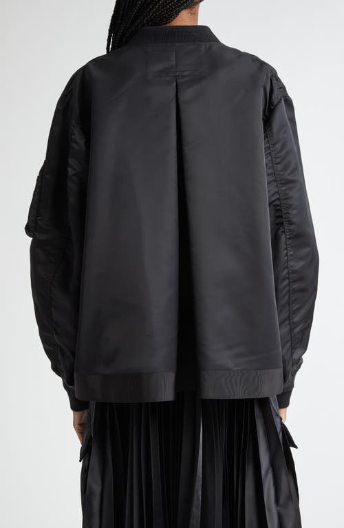 Sacai Womens Black Relaxed-fit Round-neck Shell Jacket In Black