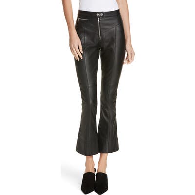 Cinq A Sept Marcelle Crop Flare Leather Pants, Black