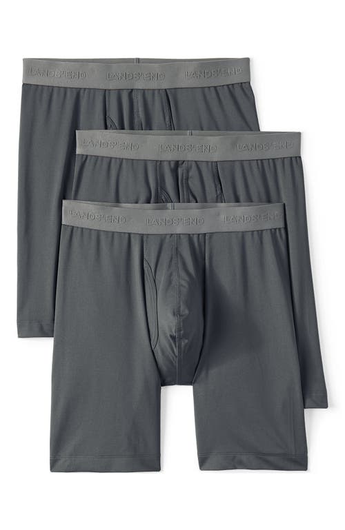 Lands' End Longer Flex Performance Boxer Brief 3 Pack In Warm Graphite