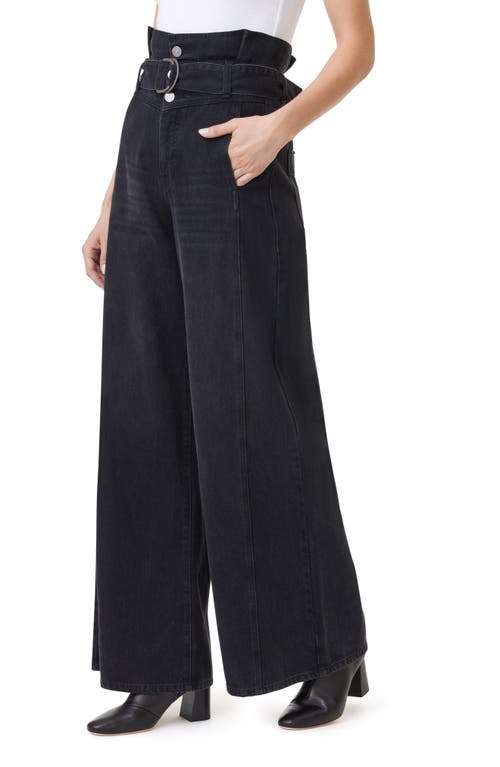 Shop Habitual High Waist Wide Leg Belted Denim Jeans In Washed Black