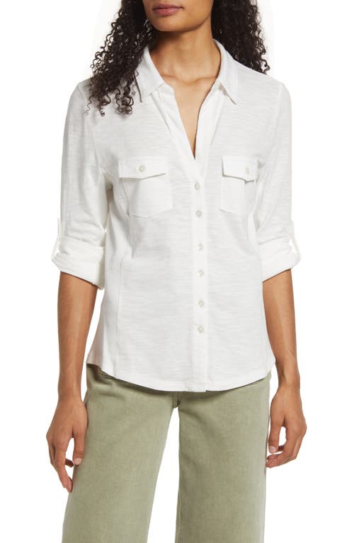 caslon(r) Button-Up Shirt in Ivory Cloud