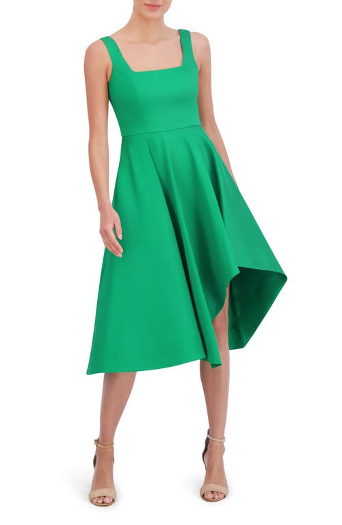 Asymmetric Mikado Cocktail Dress in Emerald