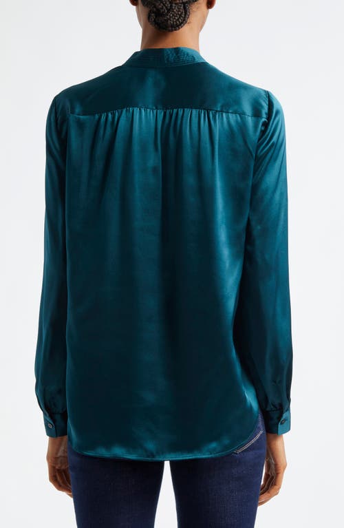 Shop L Agence L'agence Bianca Silk Satin Blouse In Deep Teal