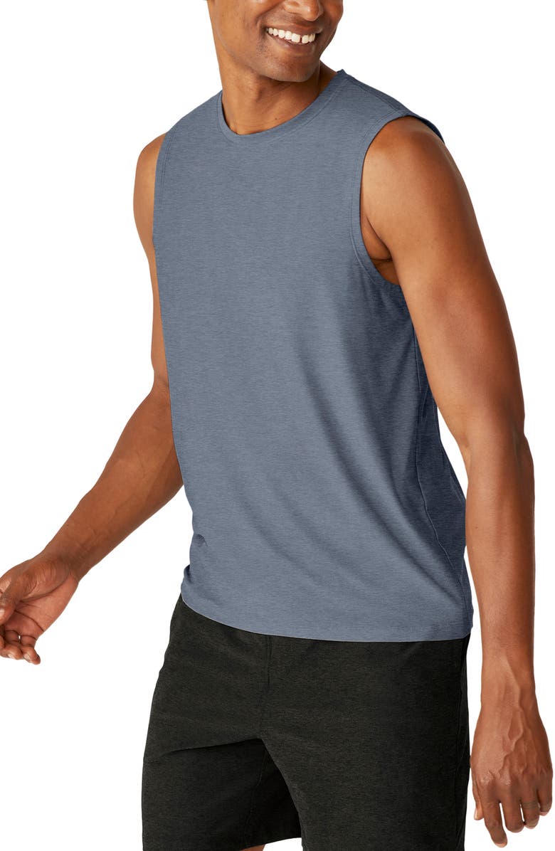 Beyond Yoga Featherweight Freeflo 2.0 Muscle Tank, Alternate, color, Shadow Blue Heather