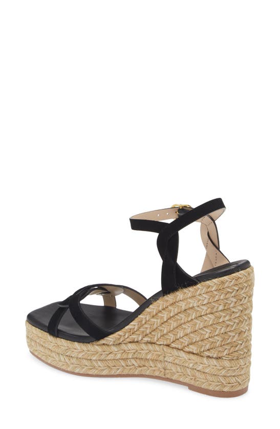 Stuart Weitzman Braided Platform Espadrille Wedge Sandal In Black