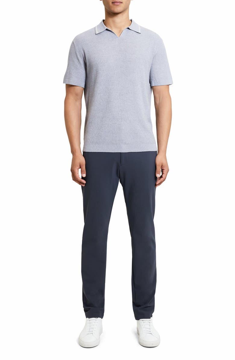 Theory Birke Linen Blend Thermal Stitch Polo Sweater | Nordstrom
