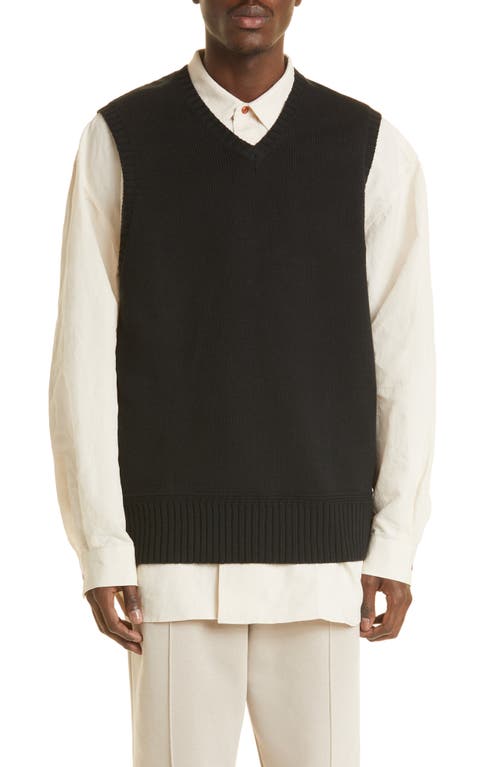 s.k. manor hill Men's V-Neck Cotton Sweater Vest in Black