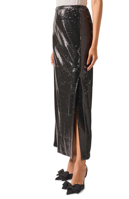 Shop Misook Sequin Maxi Skirt In Black