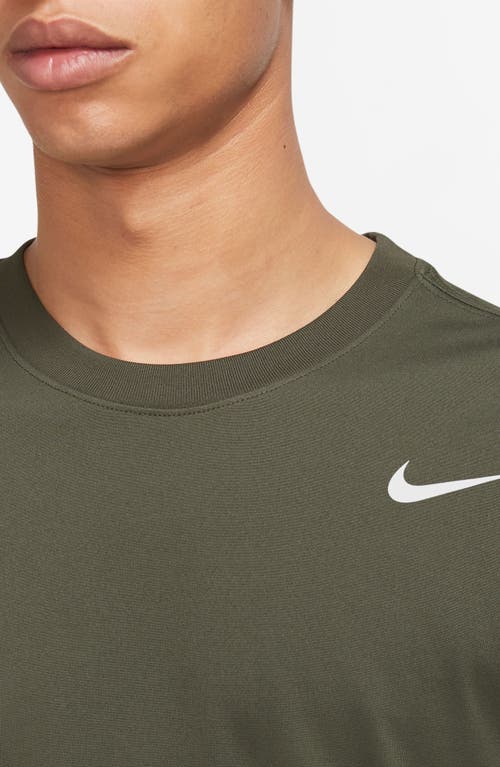 Shop Nike Dri-fit Legend T-shirt In Medium Olive/white