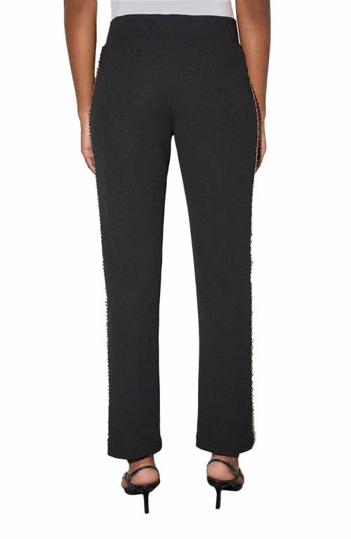 Shop Ming Wang Chain Detail Deco Crepe Tuxedo Pants In Black