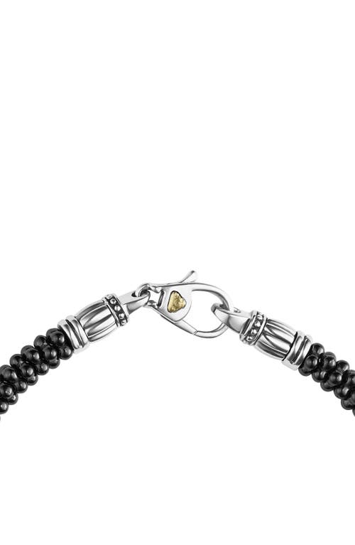 Lagos Black Caviar Ceramic Sterling Silver And 18k Gold Bracelet, 7.5 In Black/gold