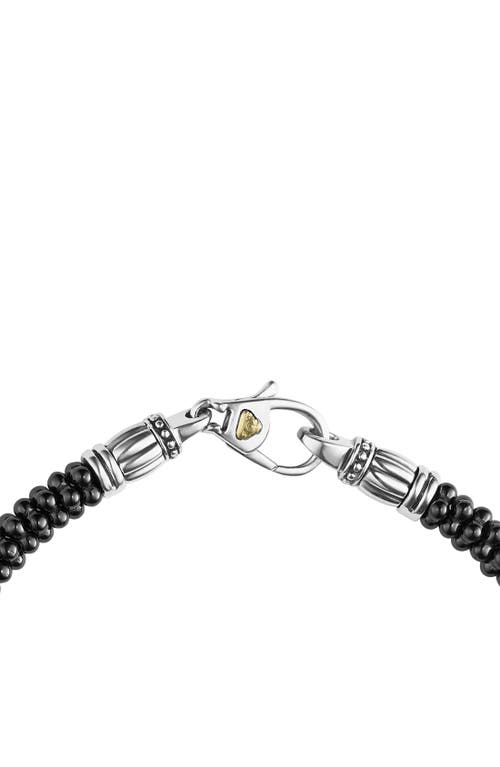 Shop Lagos Black & White Ceramic Caviar Bracelet In Black/gold