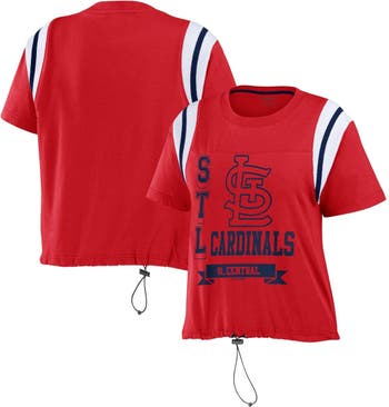 Women's WEAR by Erin Andrews Red St. Louis Cardinals Cinched Colorblock  T-Shirt