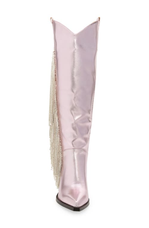 Shop Azalea Wang Joydistrict Rhinestone Fringe Pointed Toe Boot In Pink