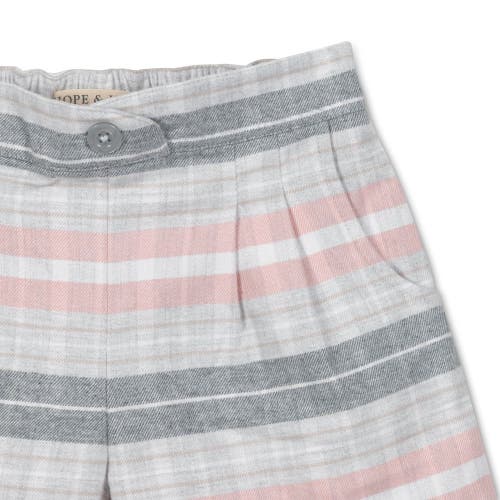 Hope & Henry Girls' Organic Pleated Flannel Short, Kids In Gray And Rose Plaid