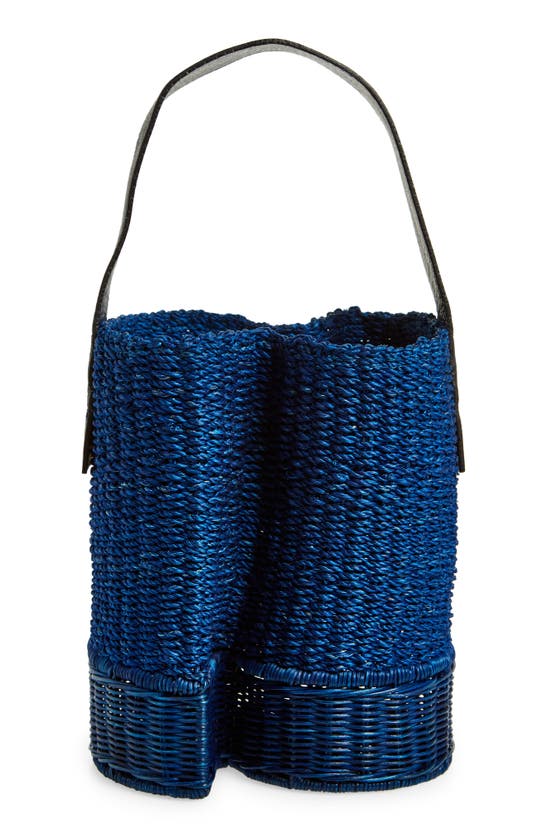 Shop Sacai Small S-basket Woven Raffia In Blue