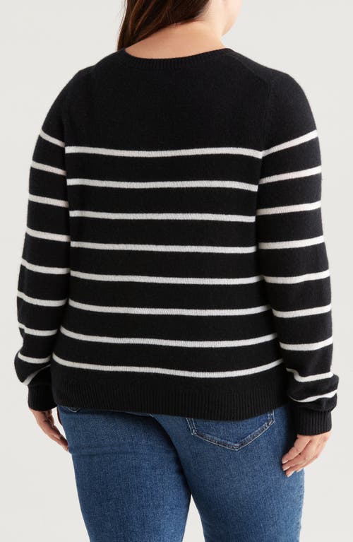 Shop Caslonr Caslon(r) Stripe Crewneck Cashmere Sweater In Black Rock