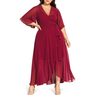 Plus Size City Chic Enthrall Me High/low Dress, Burgundy