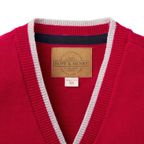 Shop Hope & Henry Baby Boys' Organic Tipped Cardigan With Elbow Patches, Infant In Red