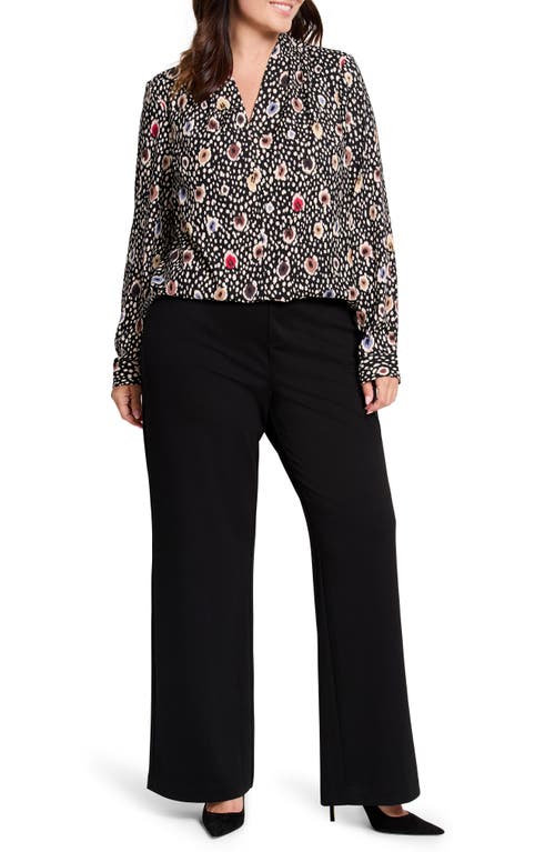 Nic + Zoe Nic+zoe Spotted Dots V-neck Top In Black Multi