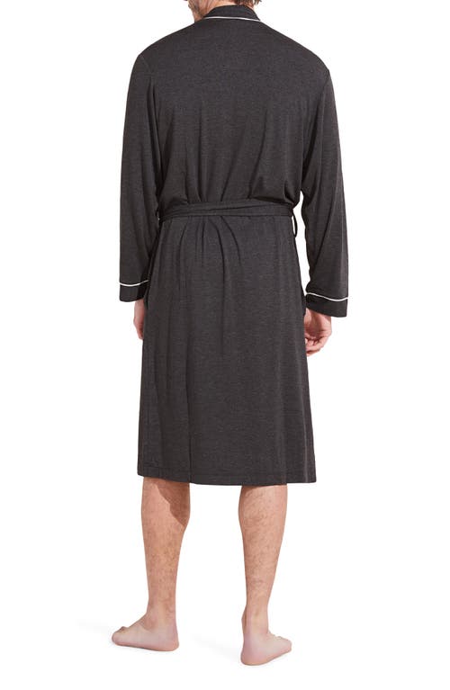 Shop Eberjey William Lightweight Jersey Knit Robe In Charcoal Heather/ivory