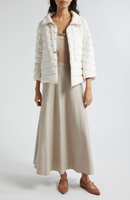 Herno Velvet Corduroy Channel Quilted Down Jacket In White
