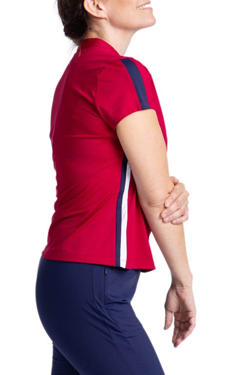 Shop Kinona Sporting Life Short Sleeve Half Zip Golf Top In Bordeaux Red