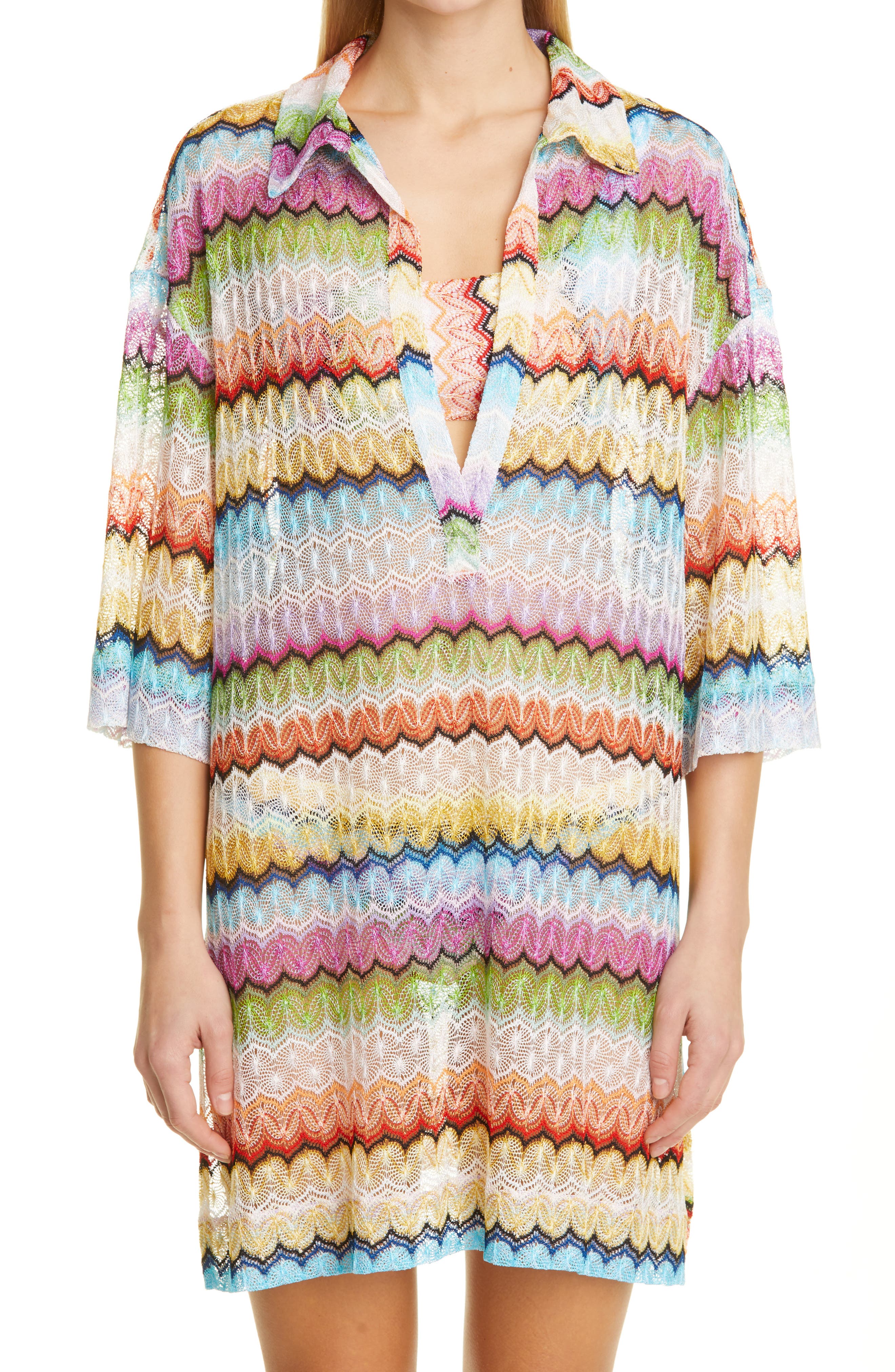 Missoni Zigzag Cover-Up Tunic in Bright Multicolor at Nordstrom, Size 4 Us