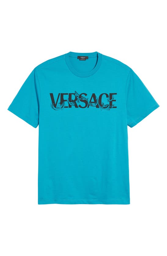 VERSACE FLEUR EMBROIDERED LOGO GRAPHIC TEE