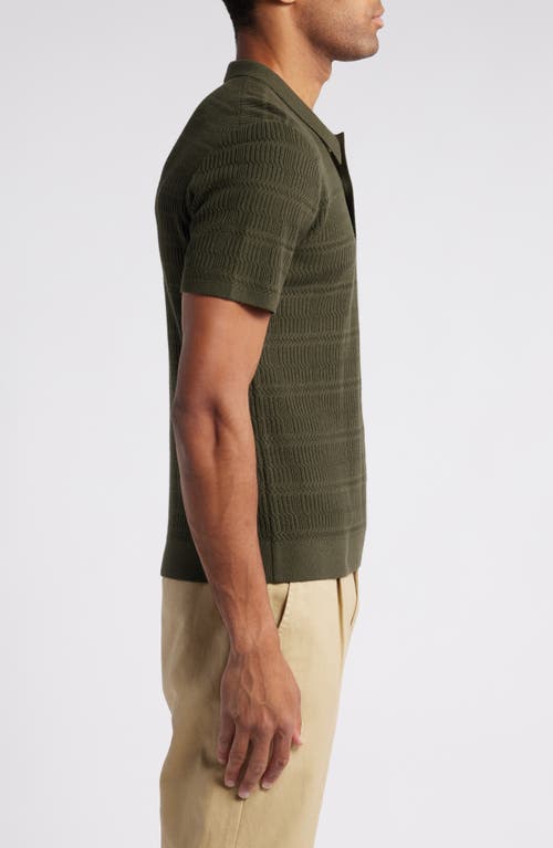 Shop Rails Nathan Short Sleeve Ribbed Polo Sweater In Ancient Olive