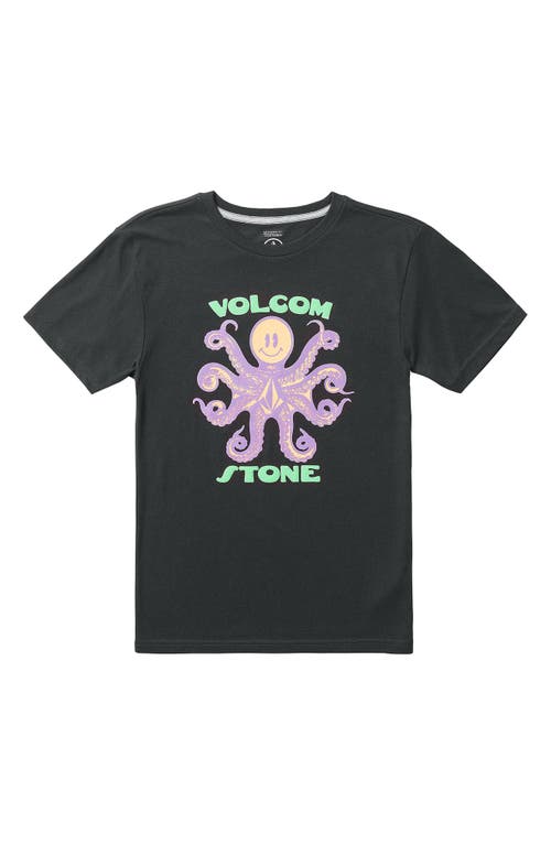 Volcom Kids' Octoparty Graphic T-shirt In Washed Black Heather