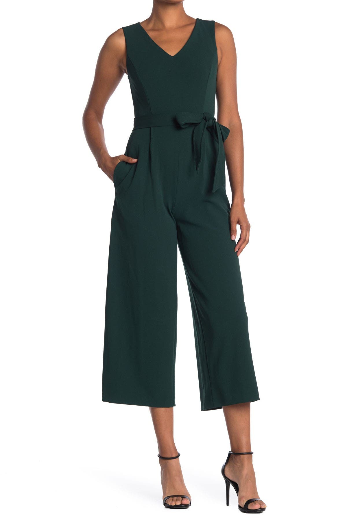 Calvin Klein Vneck Sleeveless Wide Leg Jumpsuit In Malachite ModeSens