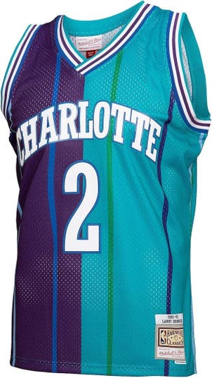  Mitchell & Ness Larry Johnson Charlotte Hornets NBA Throwback  Jersey - Teal : Sports & Outdoors
