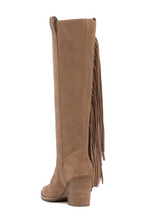 Shop Vince Camuto Pelia Fringe Knee High Boot In Oyster