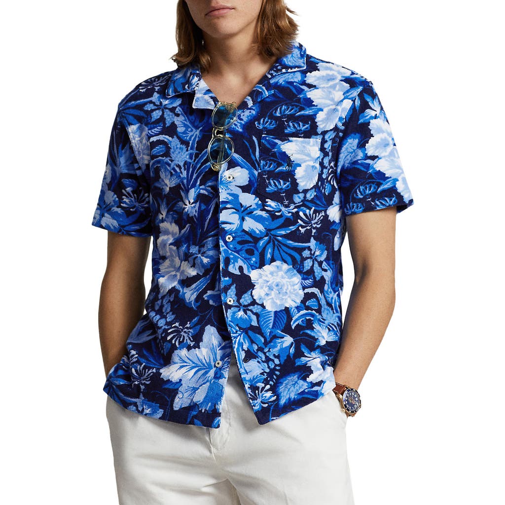 Polo Ralph Lauren Floral Terry Cloth Camp Shirt In Jardin Floral/navy