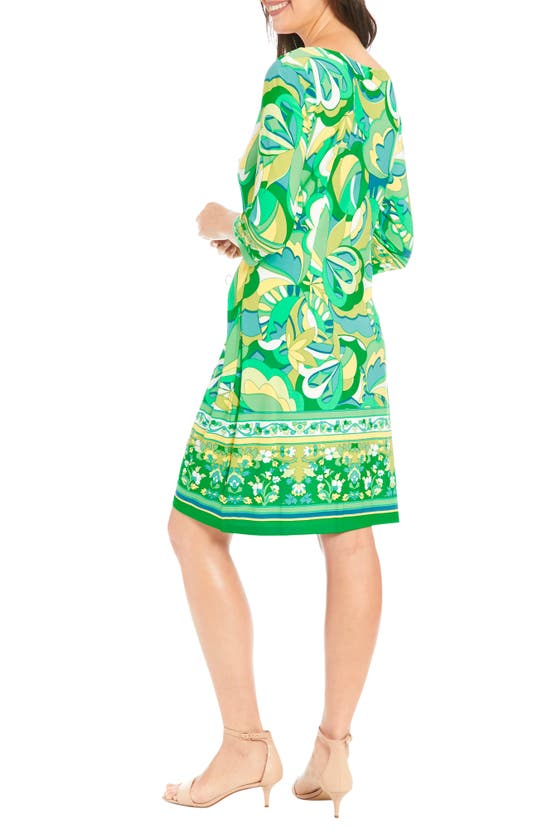 London Times Printed Jersey Shift Dress In Lime Multi