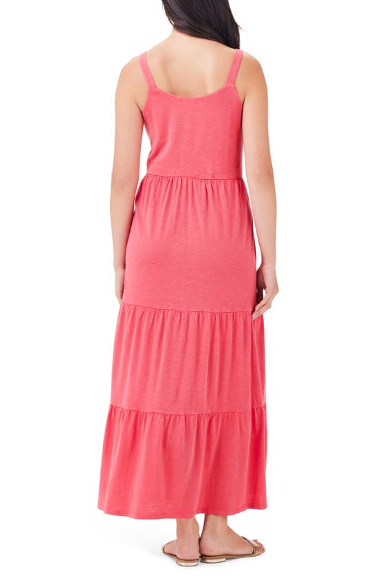 Shop Nzt By Nic+zoe Tiered Cotton Blend Midi Sundress In Poppy