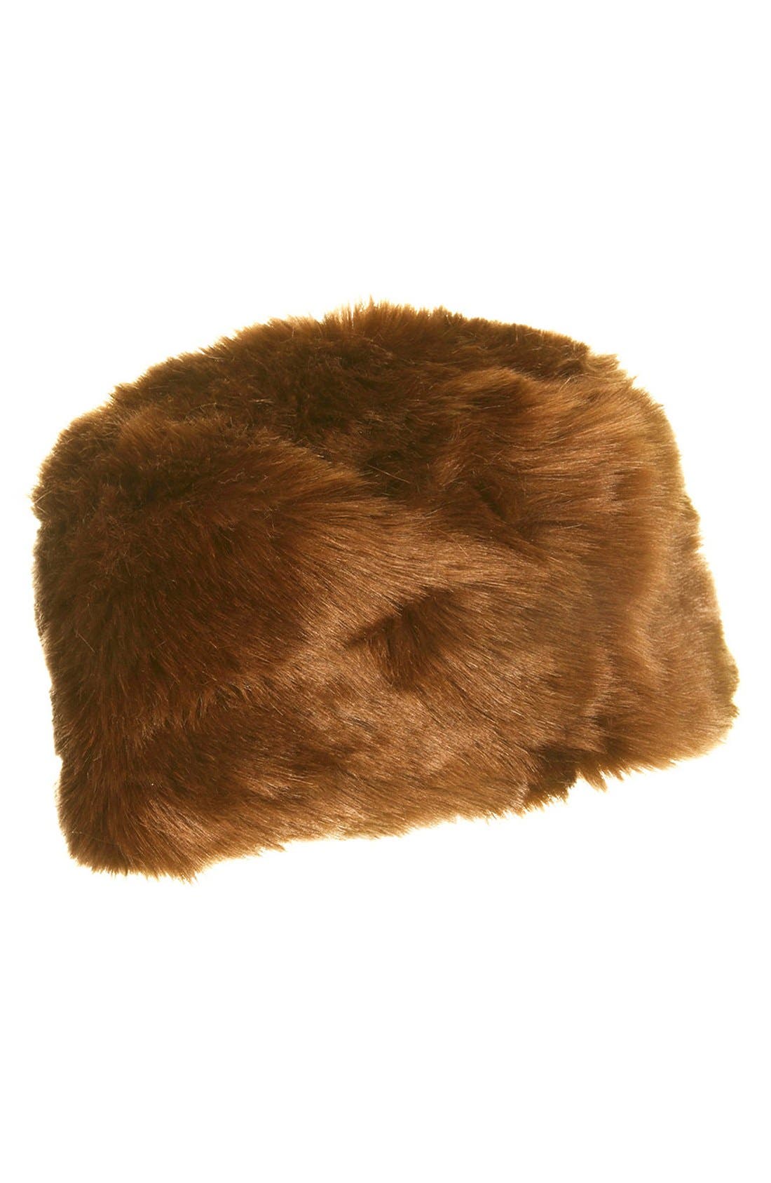 brown faux fur hat