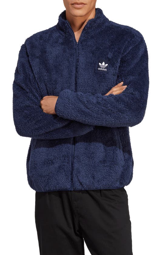 Adidas Originals Essential Fluffy Fleece Jacket In Night Indigo