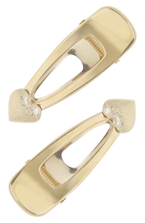 Ettika Set of 2 Heart Hair Clips in Gold at Nordstrom