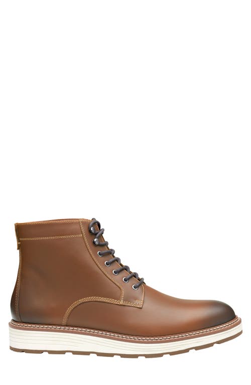 Shop Johnston & Murphy Upton Plain Toe Waterproof Boot In Dark Tan Full Grain