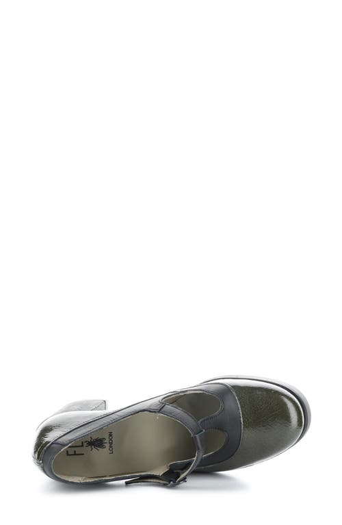 Shop Fly London Seif T-strap Pump In Military Black