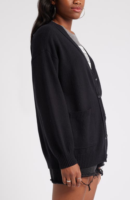 Shop Bp. Oversize Front Pocket Cotton Blend Cardigan In Black