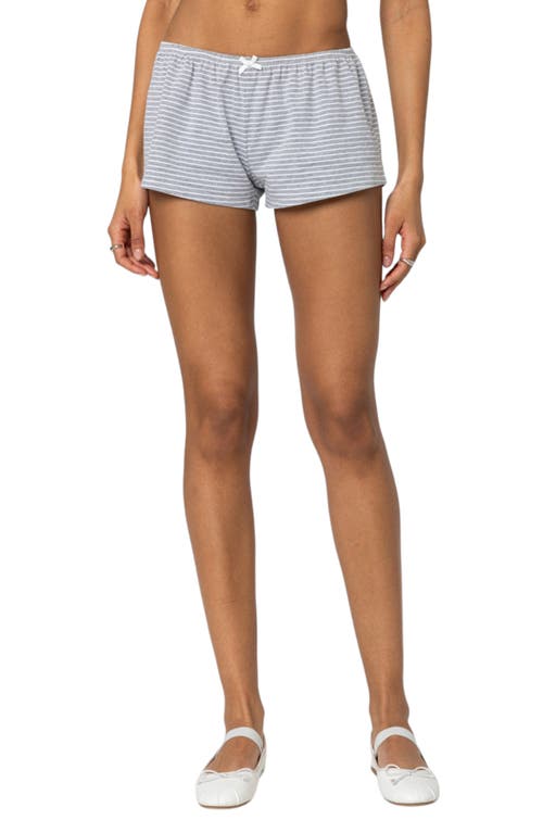 Edikted Astor Stripe Shorts In Gray-and-white