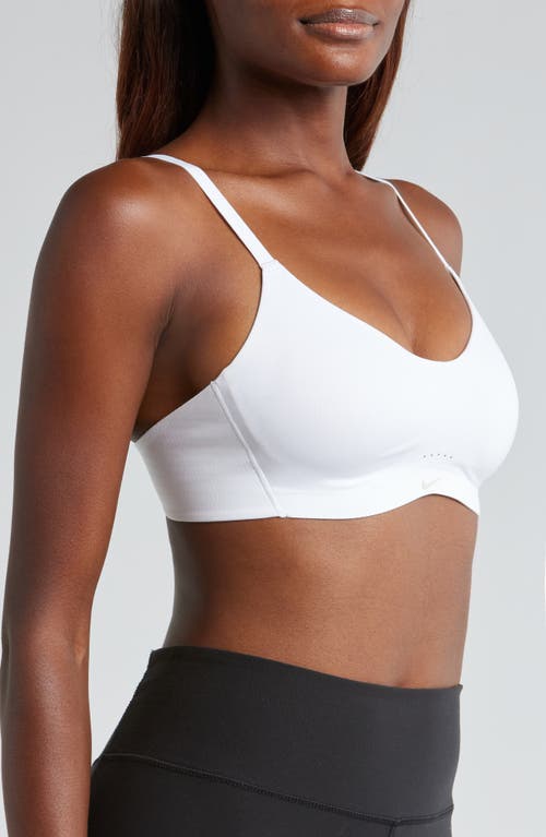 Shop Nike Alate Minimalist Dri-fit Padded Sports Bra In White/cool Grey