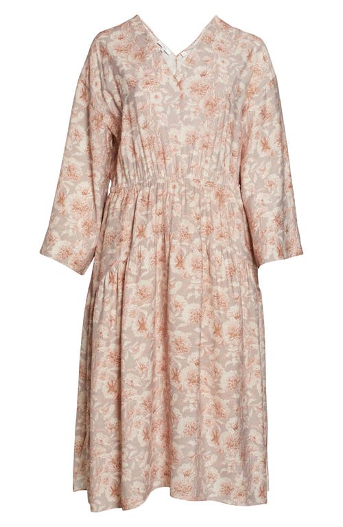 Vince Dahlia Long-sleeve Double V-neck Dress In Lotus Shell