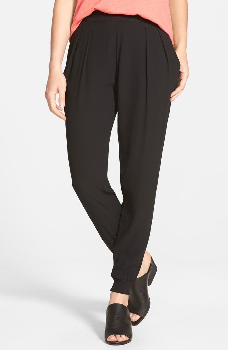 Eileen Fisher Silk Crepe Rib Cuff Ankle Pants | Nordstrom