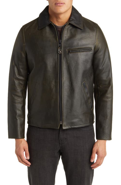 Shop Schott Nyc Waxy Cowhide Leather Mechanics Jacket In Olive