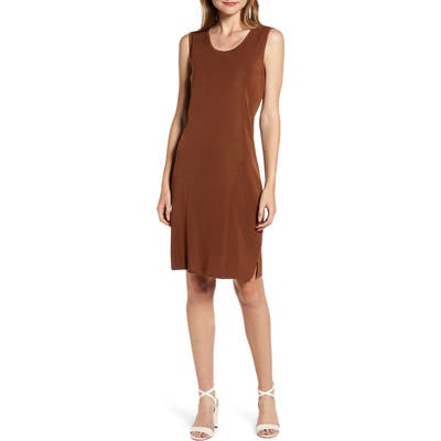 Ming Wang Knit Sheath Dress, Brown